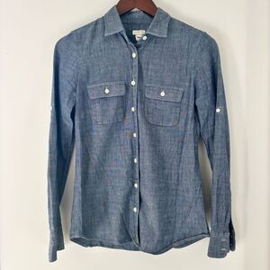 J.Crew Chambray Button-Down Shirt-XS